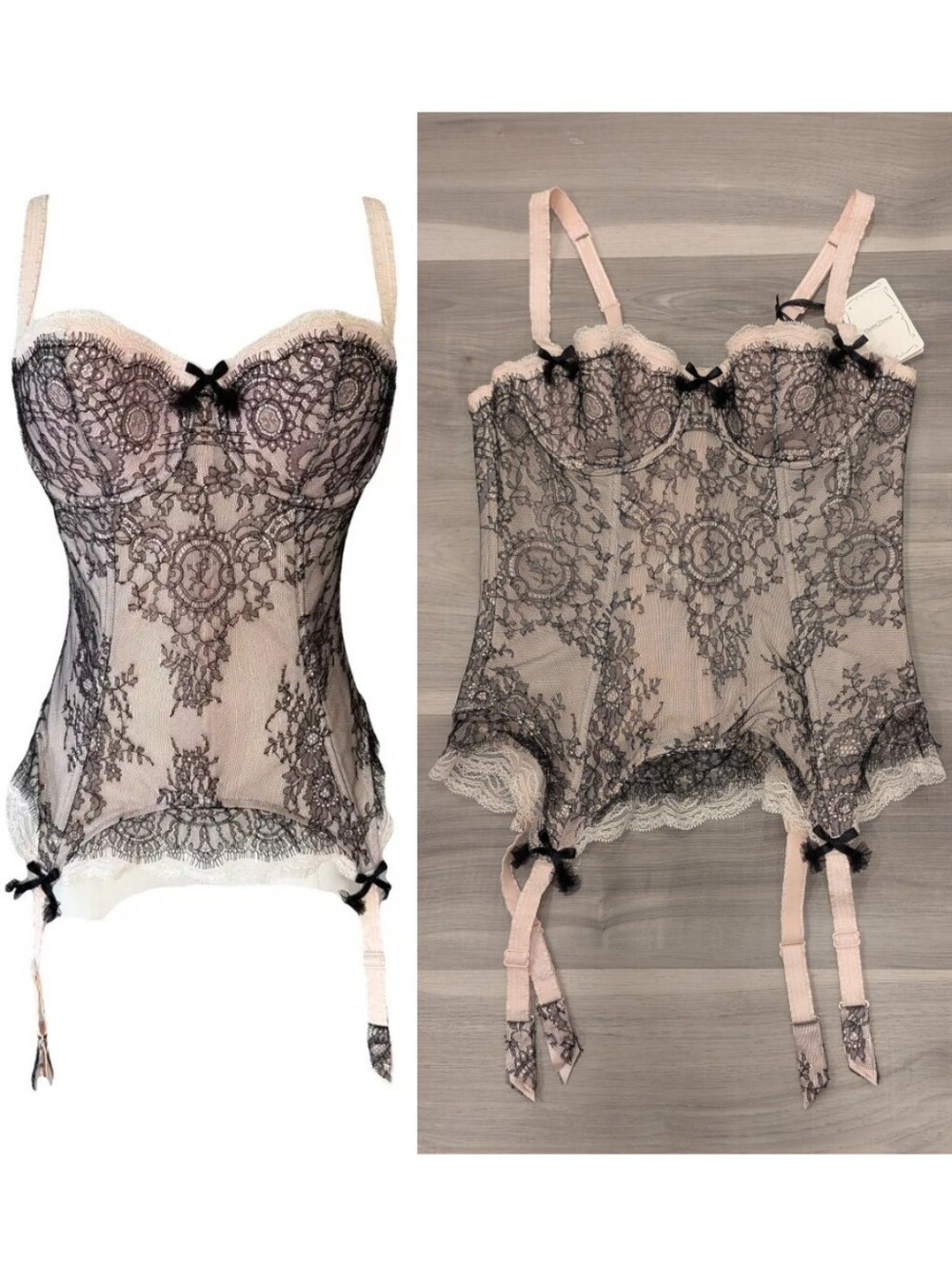 Chantal Thomass | Lace Bustier Corset In Pink / Black